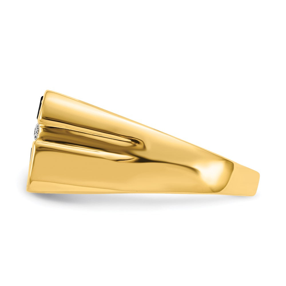14K Gelbgold Herren-Kreuzring mit Onyx und echten Diamanten