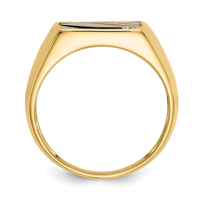 14K Gelbgold Herren-Ring mit Onyx, roter Achat und echten Diamanten