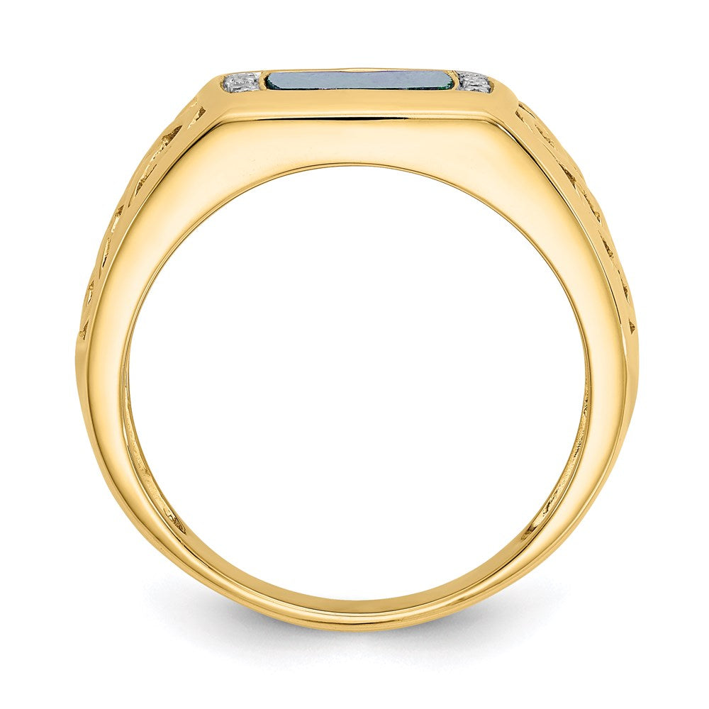 14K Gelbgold Ring mit Lapis und echten Diamanten