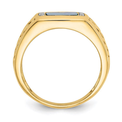 14K Gelbgold Ring mit Lapis und echten Diamanten