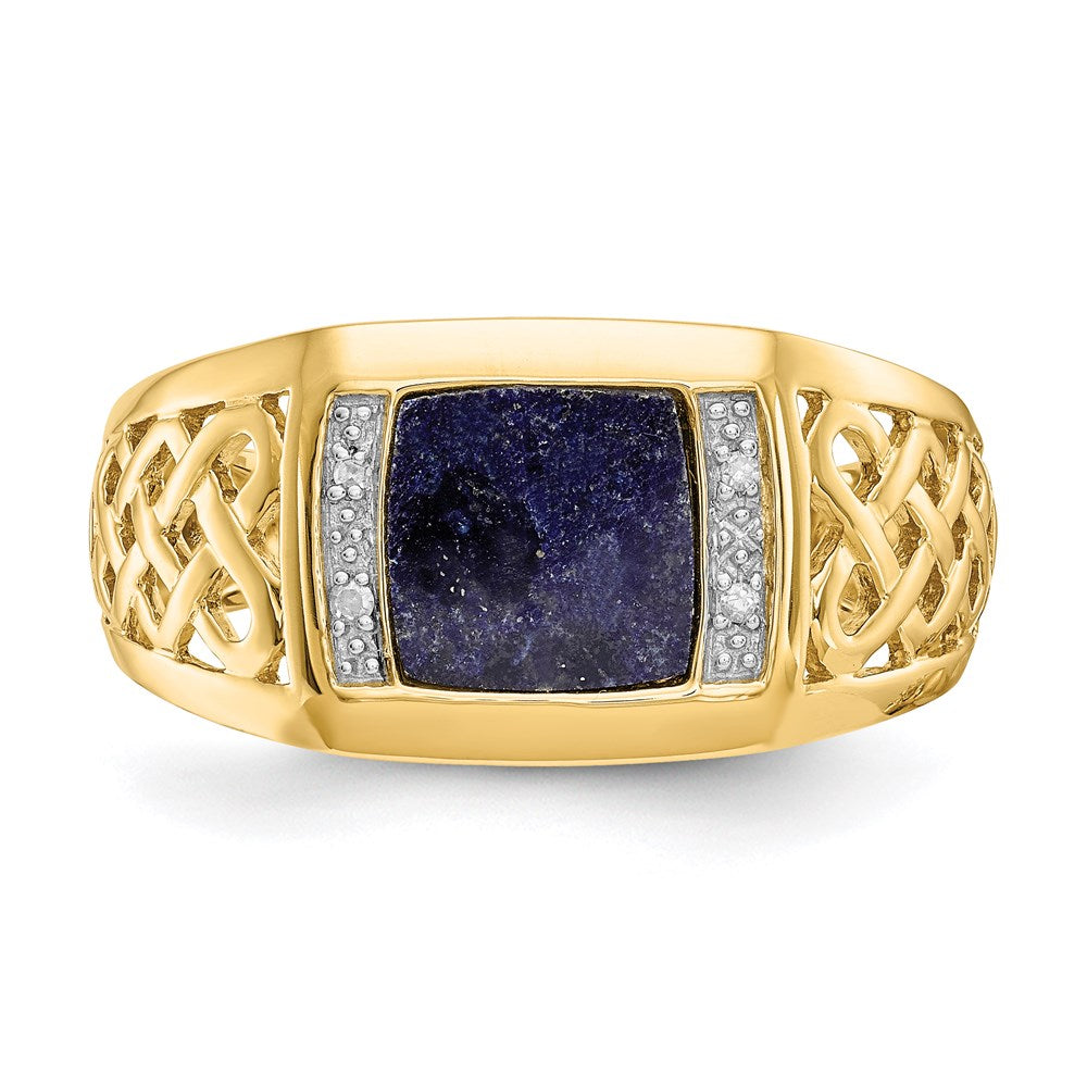 14K Gelbgold Ring mit Lapis und echten Diamanten