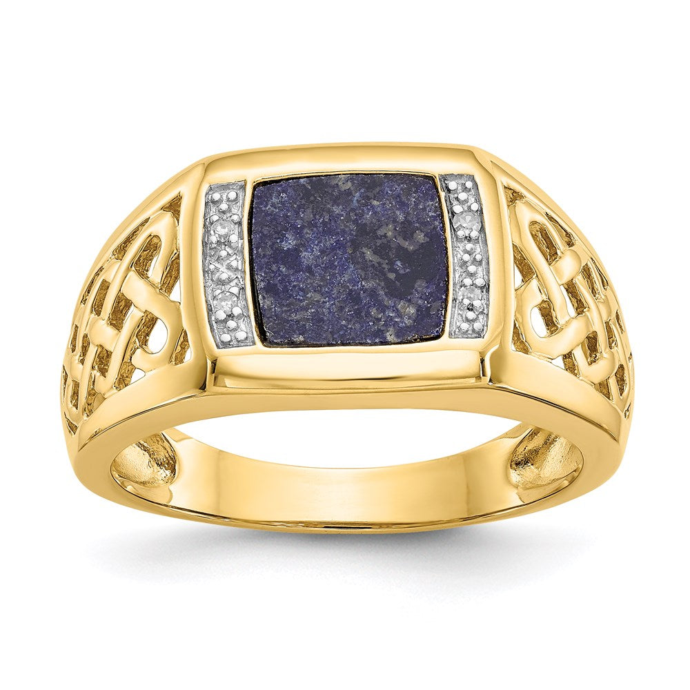 14K Gelbgold Ring mit Lapis und echten Diamanten