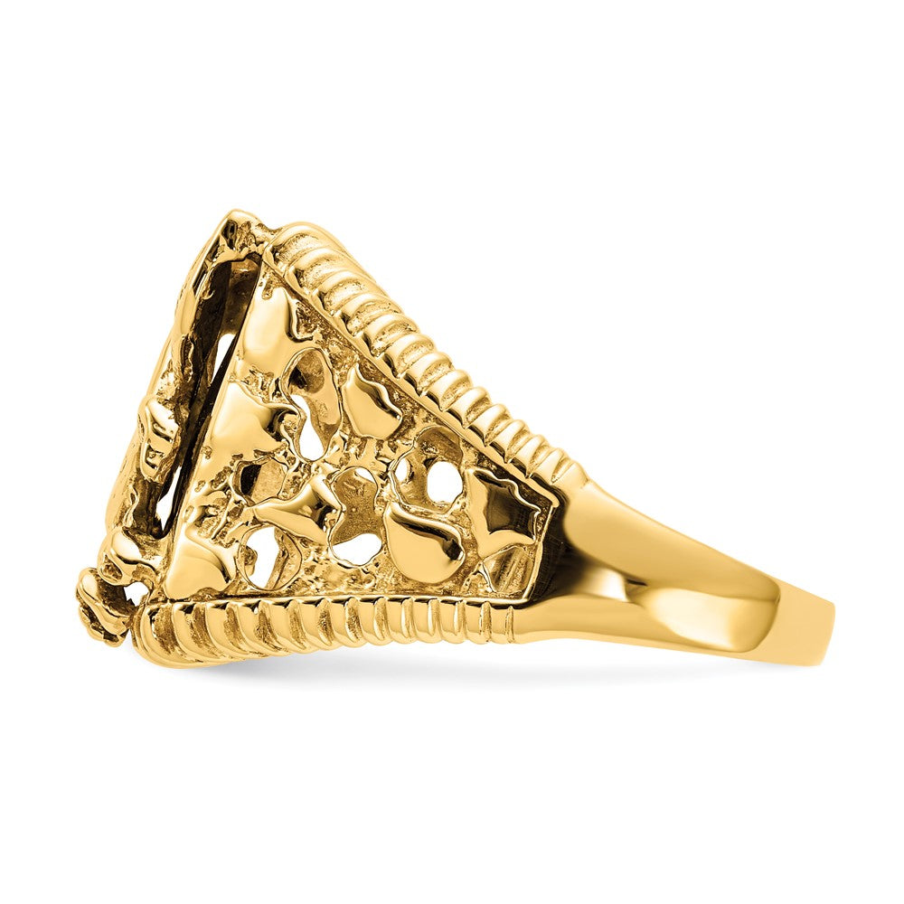 Massiv 14K Gelbgold Herren Synthetisch Onyx Adler Ring