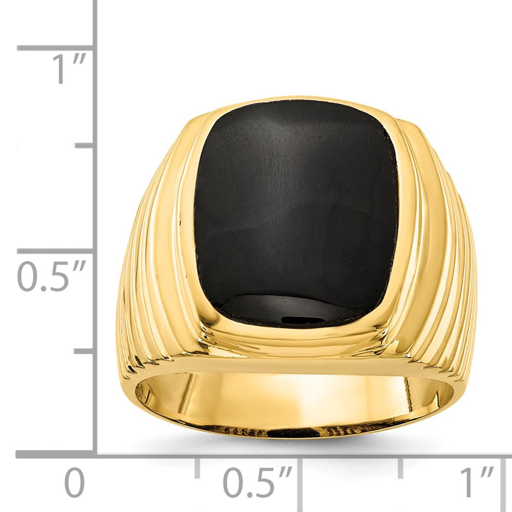 14K Gelbgold Herren-Ring mit Onyx