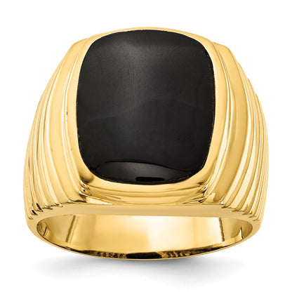 14K Gelbgold Herren-Ring mit Onyx