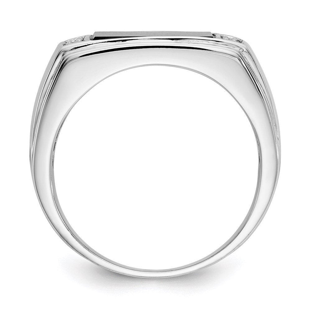 14K Weißgold Ring mit Onyx & echten Diamanten in A-Qualität für Herren