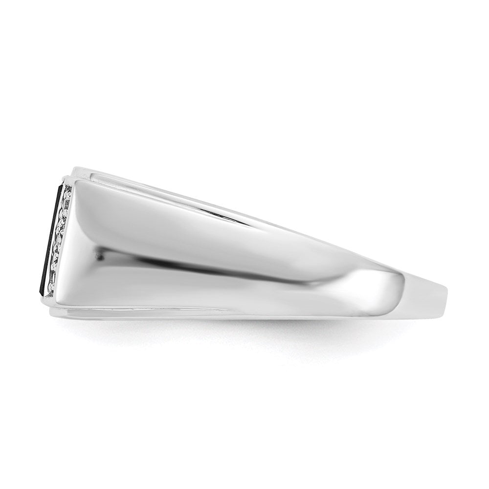 14K Weißgold Ring mit Onyx & echten Diamanten in A-Qualität für Herren