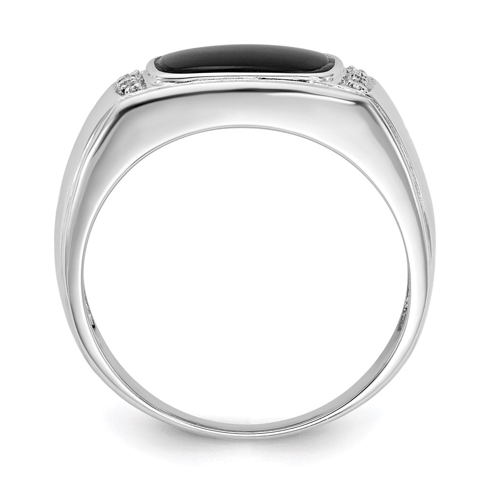 14K Weißgold Ring mit Onyx & A-Qualität echten Diamanten für Herren