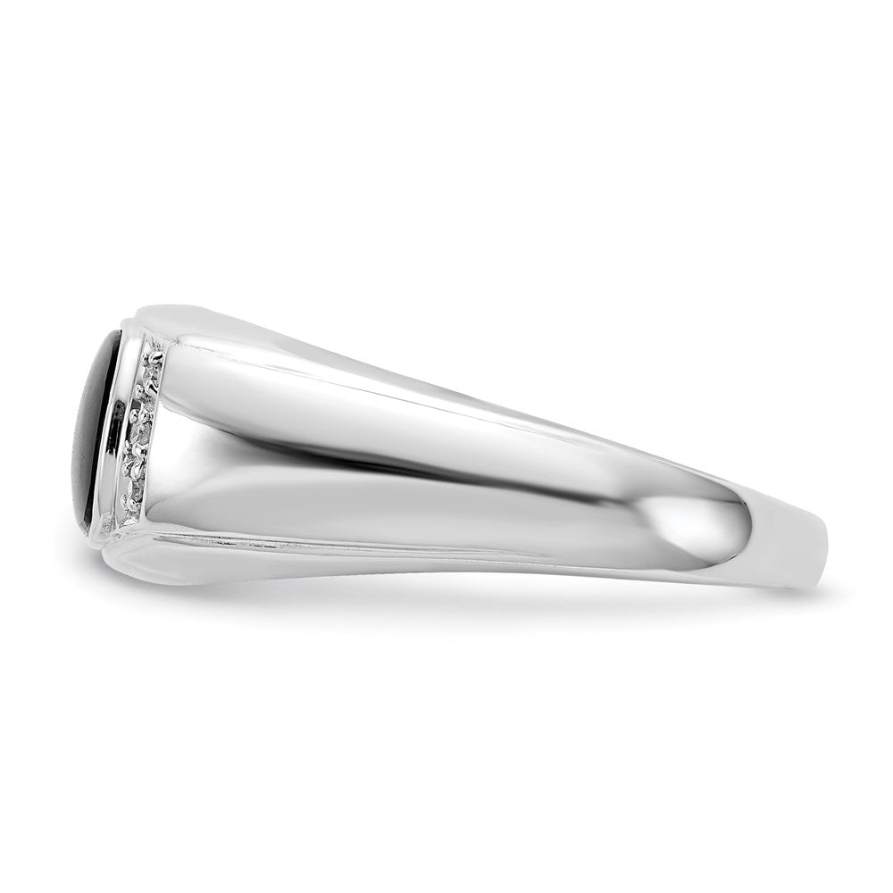 14K Weißgold Ring mit Onyx & A-Qualität echten Diamanten für Herren