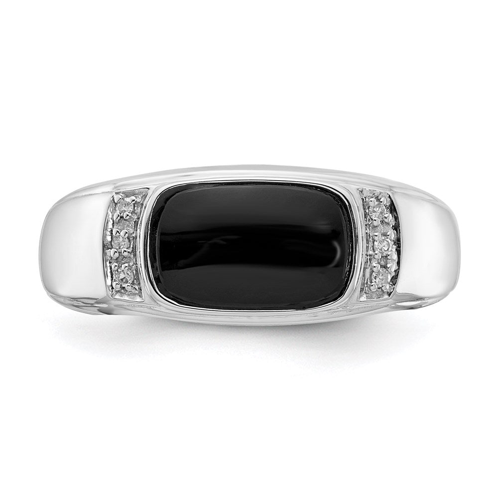 14K Weißgold Ring mit Onyx & A-Qualität echten Diamanten für Herren