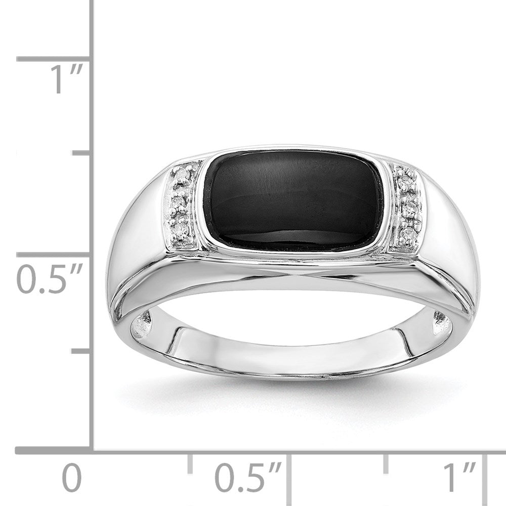14K Weißgold Ring mit Onyx & A-Qualität echten Diamanten für Herren