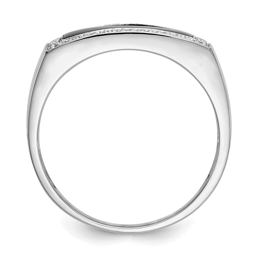 14K Weißgold Herrenring mit Onyx & A Qualität echten Diamanten
