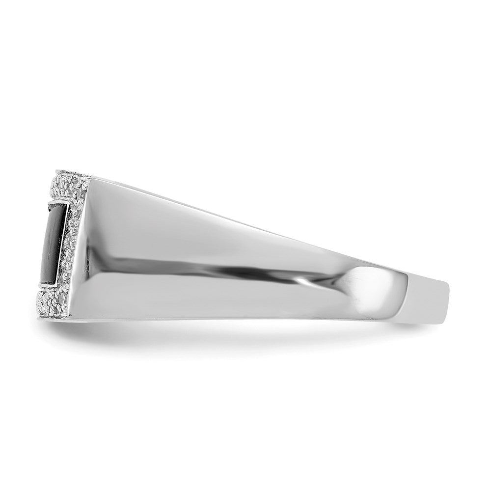 14K Weißgold Herrenring mit Onyx & A Qualität echten Diamanten