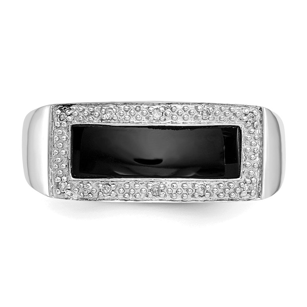 14K Weißgold Herrenring mit Onyx & A Qualität echten Diamanten