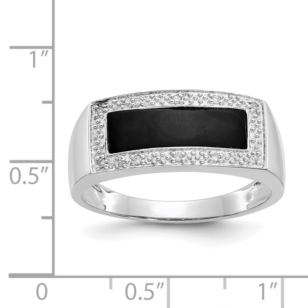 14K Weißgold Herrenring mit Onyx & A Qualität echten Diamanten
