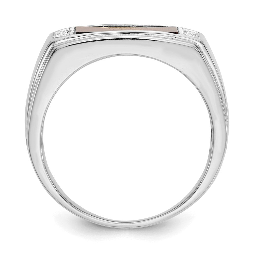 14K Weißgold Ring mit Tigerauge und echten Diamanten in A-Qualität für Herren