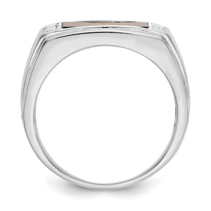 14K Weißgold Ring mit Tigerauge und echten Diamanten in A-Qualität für Herren