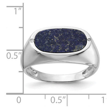 14K Weißgold Ring mit blauem Lapislazuli und echten Diamanten