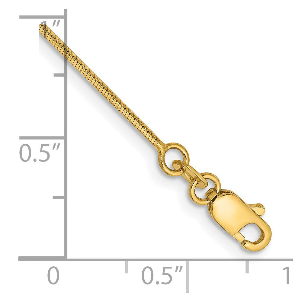 14K Gelbgold.8mm Octagonal Schlange mit Karabinerverschluss Kette Fußkettchen