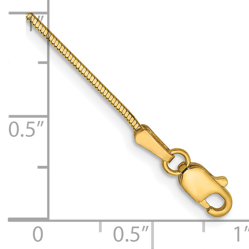 14K Gelbgold.9mm Octagonal Schlange mit Karabinerverschluss Gliederarmband