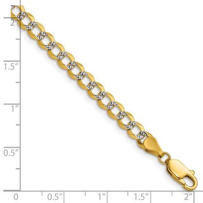 14K 4.7mm Leicht Pavéé Flach Kubanisch Gliederarmband