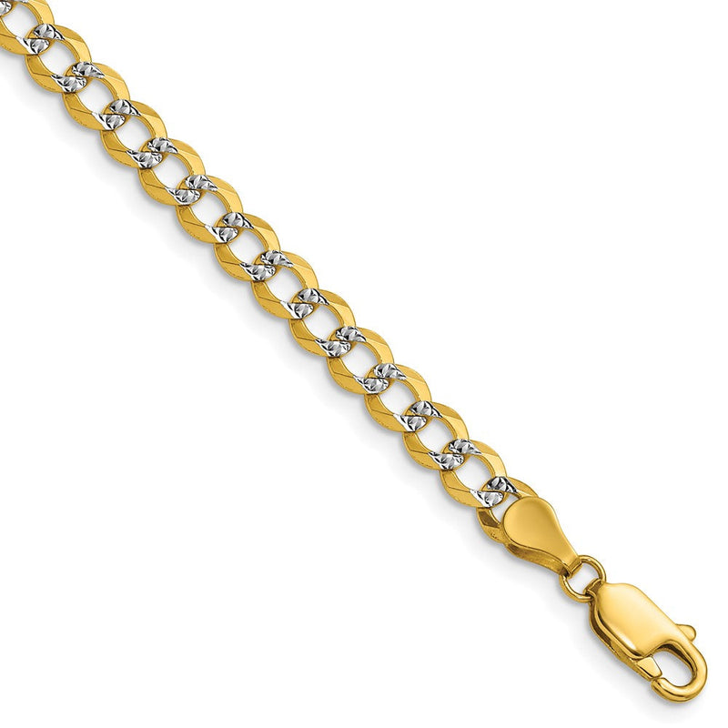 14K 4.7mm Leicht Pavéé Flach Kubanisch Gliederarmband