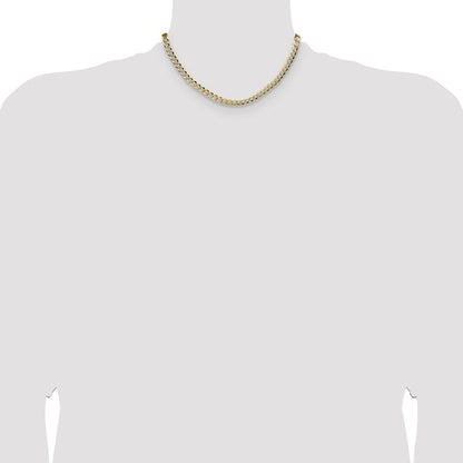 14K Gelb & Rhodium 5.9mm Leicht Pavéé Flach Kubanisch Halskette