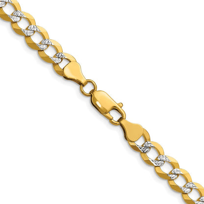14K Gelb & Rhodium 7.2mm Leicht Pavéé Flach Kubanisch Halskette