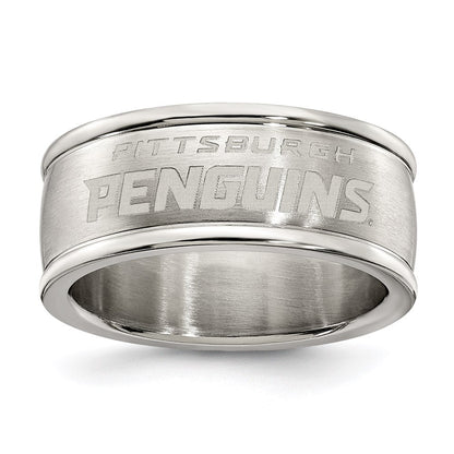 Edelstahl Pittsburgh Penguins Logo Ring Größe 8