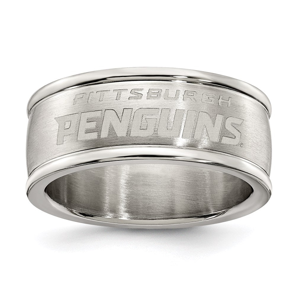 Edelstahl Pittsburgh Penguins Logo Ring Größe 6