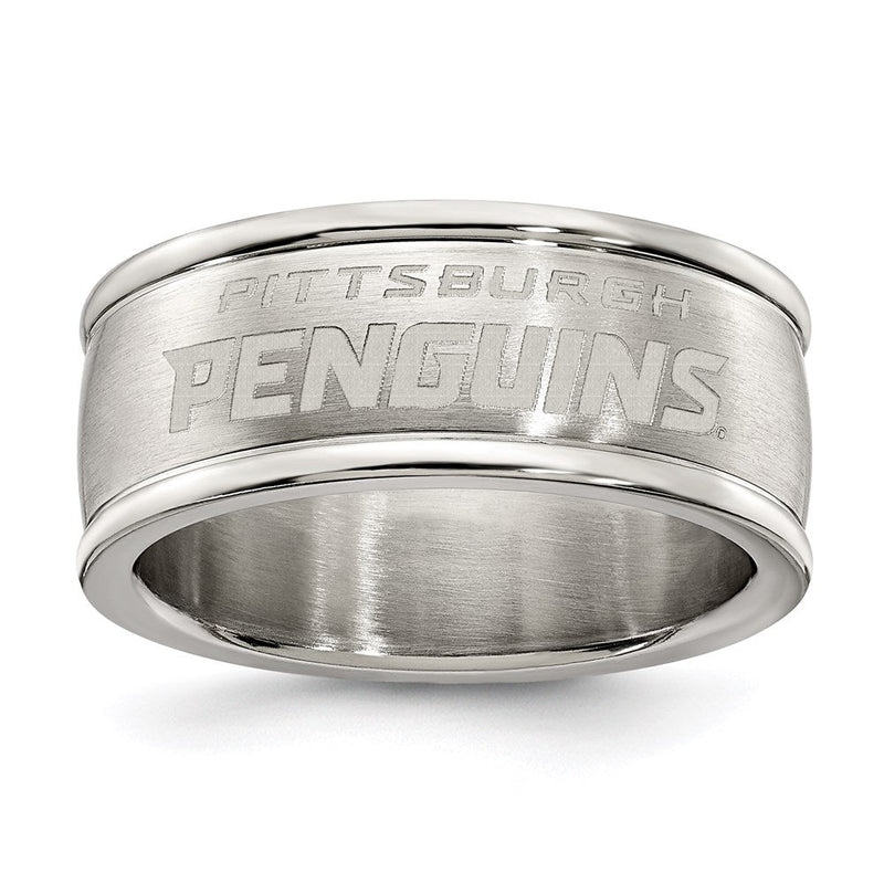 Edelstahl Pittsburgh Penguins Logo Ring Größe 7