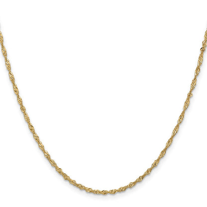 14K Gelbgold 1.70mm Singapurkette mit Karabinerverschluss Halskette