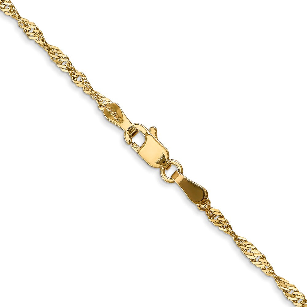 14K Gelbgold 1.70mm Singapurkette mit Karabinerverschluss Halskette