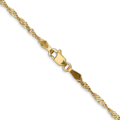 14K Gelbgold 1.70mm Singapurkette mit Karabinerverschluss Halskette