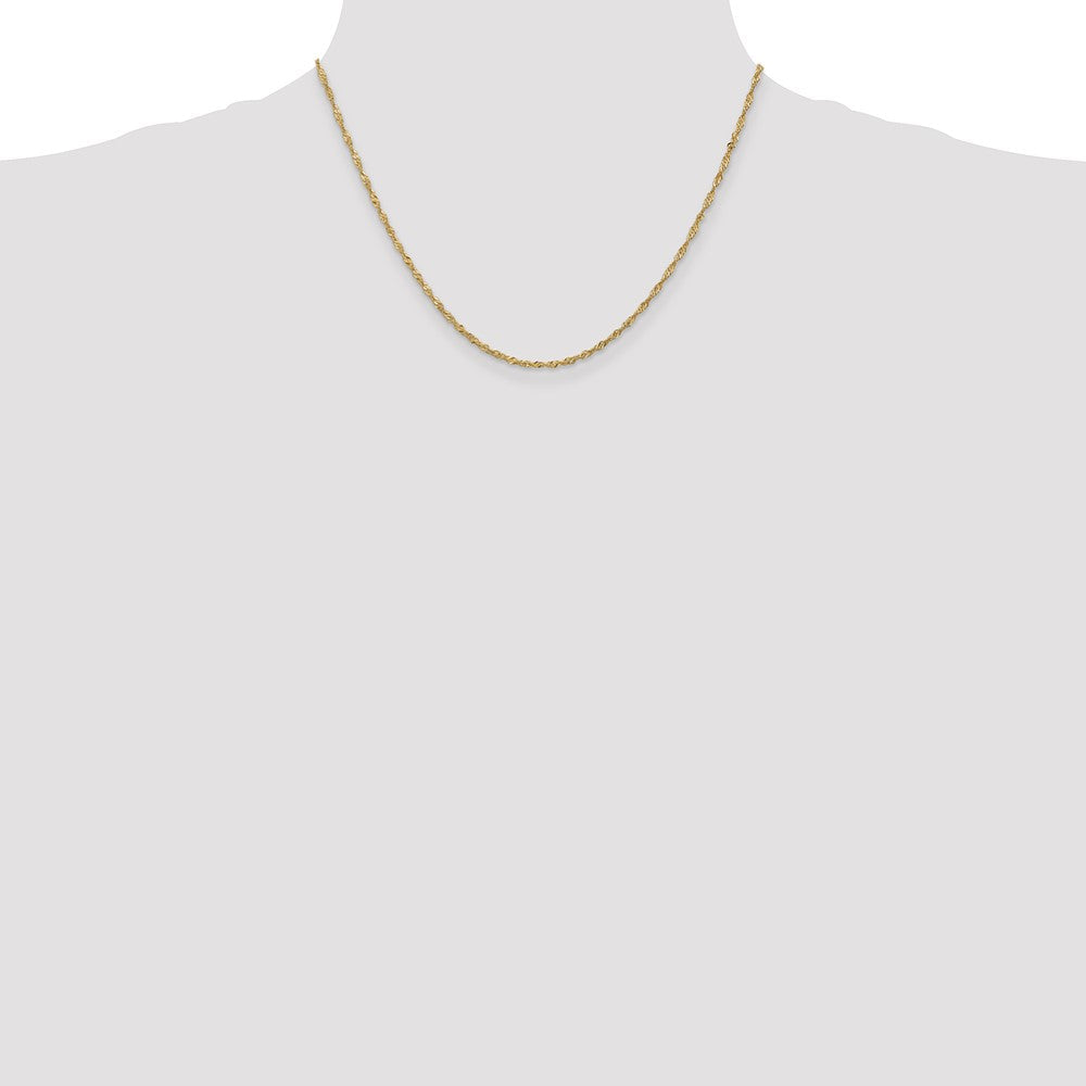 14K Gelbgold 1.70mm Singapurkette mit Karabinerverschluss Halskette