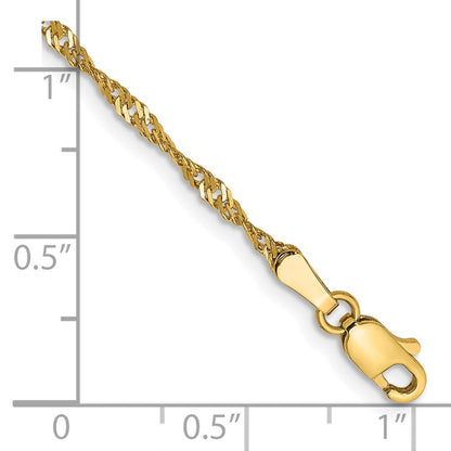 14K Gelbgold 1.70mm Singapurkette mit Karabinerverschluss Kette Fußkettchen