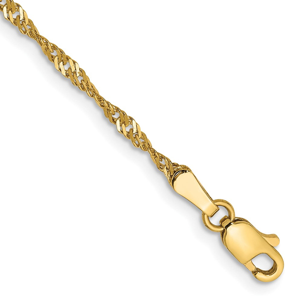 14K Gelbgold 1.70mm Singapurkette mit Karabinerverschluss Gliederarmband
