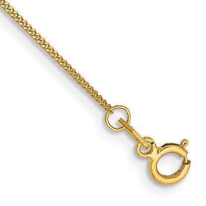 14K Gelbgold.9mm Panzer mit Federring Verschluss Kette Fußkettchen