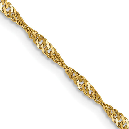 14K Gelbgold 1.70mm Singapurkette mit Karabinerverschluss Halskette