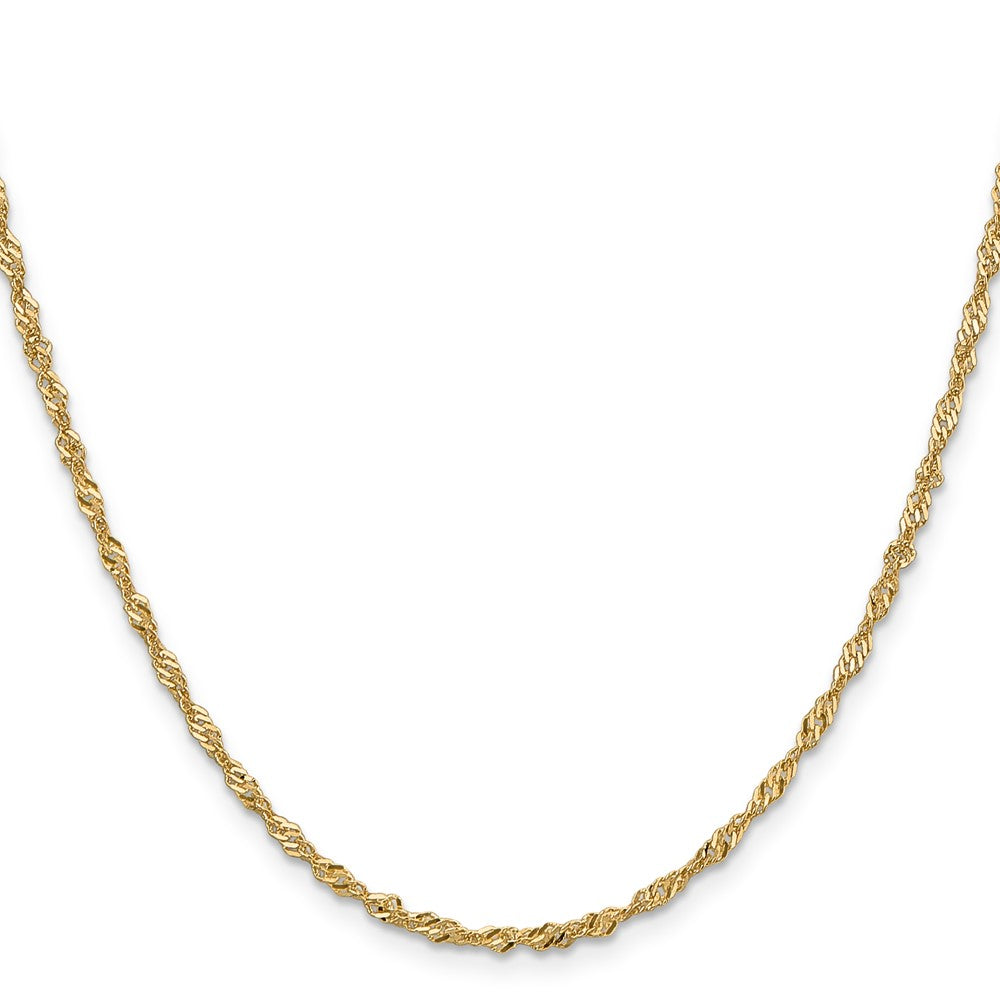 14K Gelbgold 2mm Singapurkette mit Karabinerverschluss Halskette