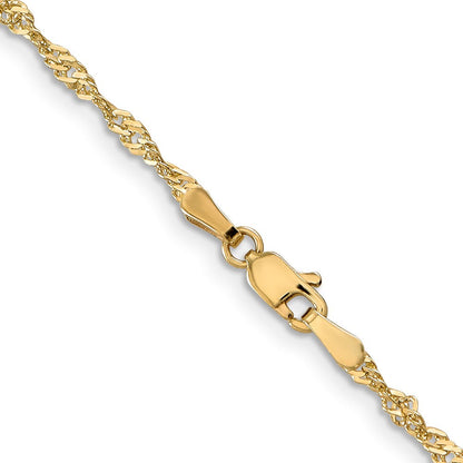 14K Gelbgold 2mm Singapurkette mit Karabinerverschluss Halskette