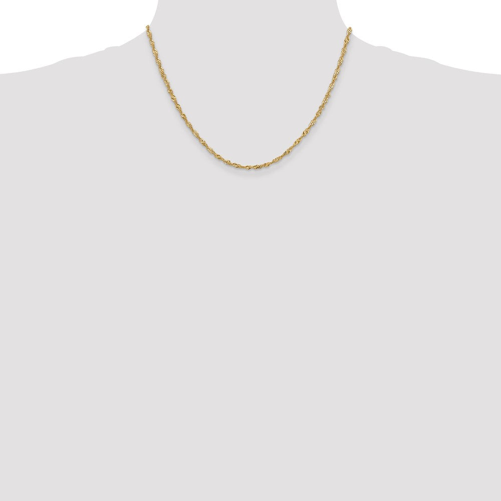 14K Gelbgold 2mm Singapurkette mit Karabinerverschluss Halskette