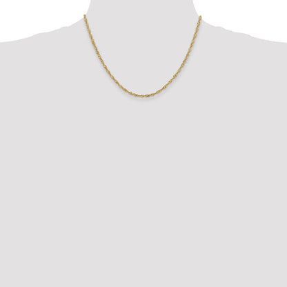 14K Gelbgold 2mm Singapurkette mit Karabinerverschluss Halskette