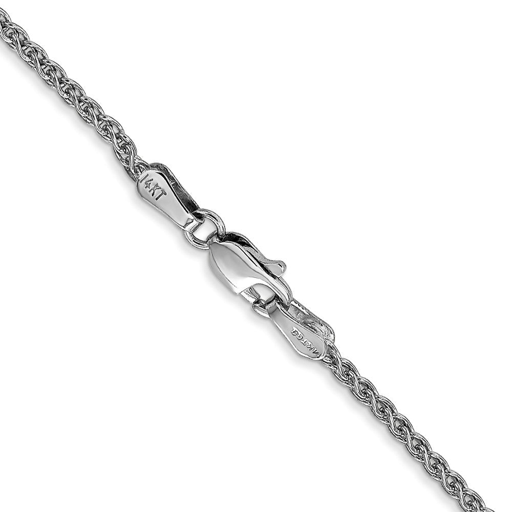 14K Weißgold 1.7mm Ährenkette mit Karabinerverschluss Halskette