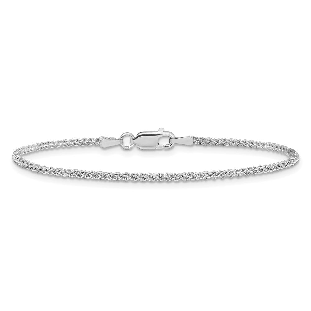 14K Weißgold 1.7mm Ährenkette mit Karabinerverschluss Gliederarmband