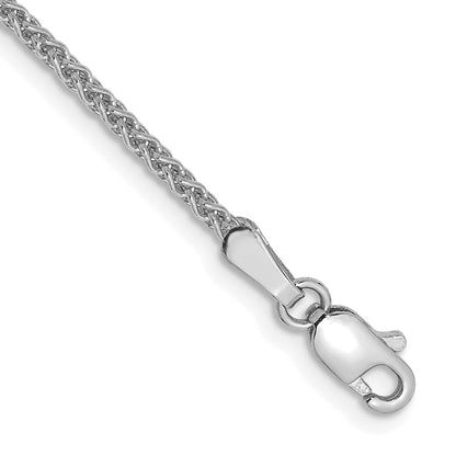 14K Weißgold 1.7mm Ährenkette mit Karabinerverschluss Gliederarmband