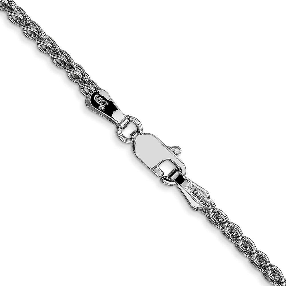 14K Weißgold 2.1mm Ährenkette mit Karabinerverschluss Halskette