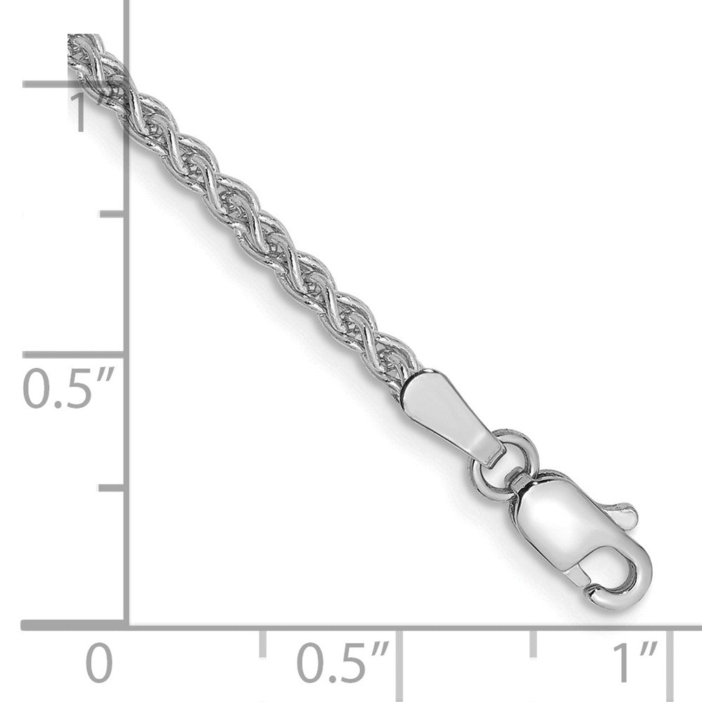 14K Weißgold 2.1mm Ährenkette mit Karabinerverschluss Gliederarmband