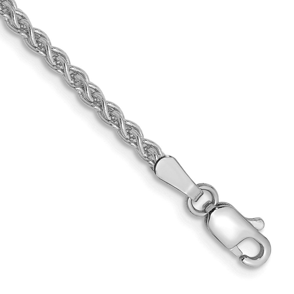 14K Weißgold 2.1mm Ährenkette mit Karabinerverschluss Gliederarmband