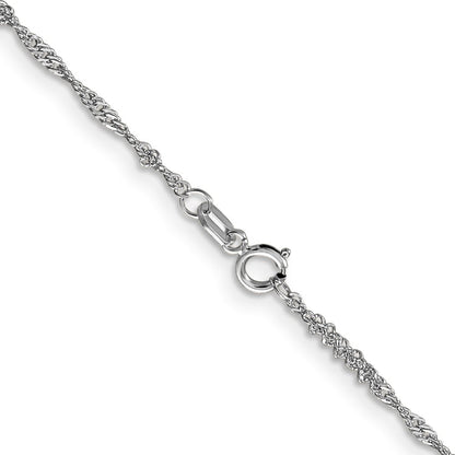 14K Weißgold 1.4mm Singapurkette mit Federring Verschluss Halskette
